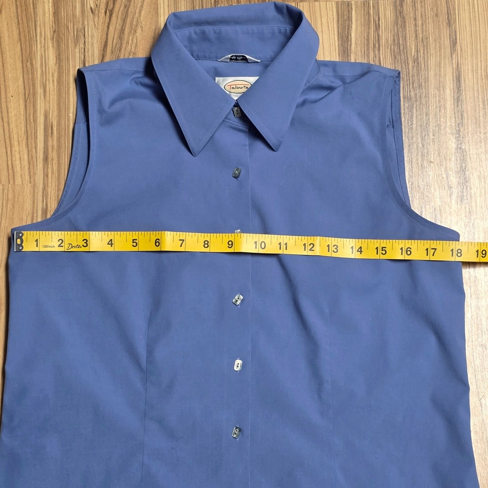 Talbots Sleeveless Button Up Shirt Women's Size 8 Blue Stretch Wrinkle Resistant - Picture 5 of 8